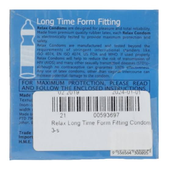 Relax Long Time Form Fitting Condom 3's