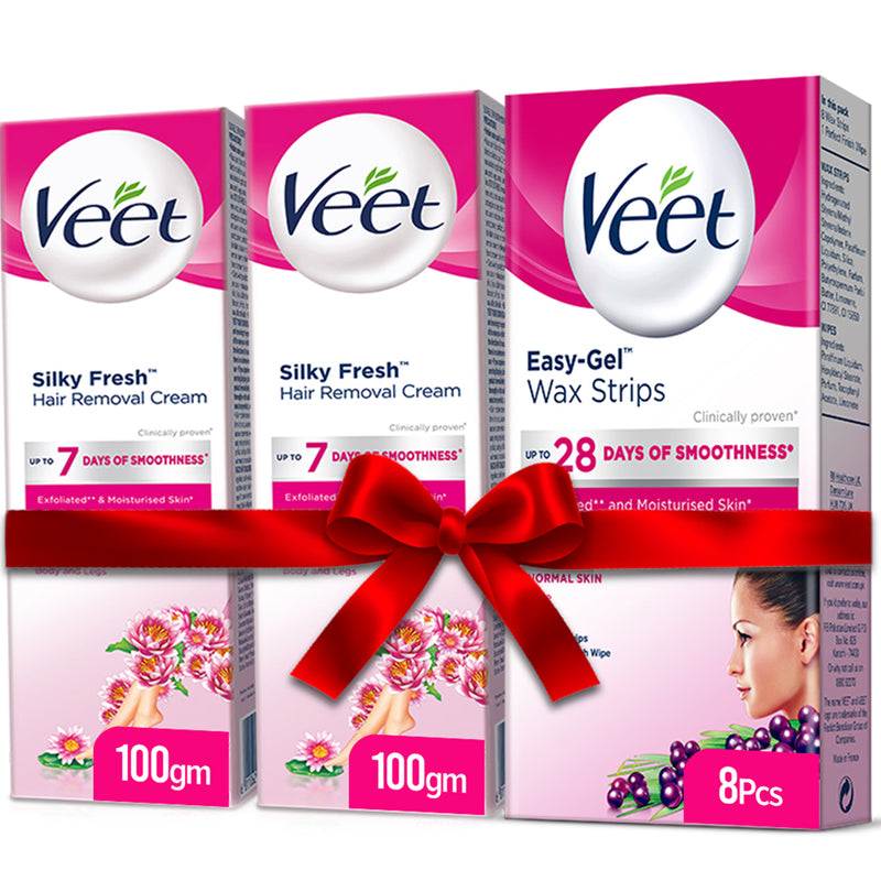 Free Face Wax Strips Normal With Two Veet Cream Normal 100 gm