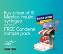 Medeco insulin Syringe 1cc 31G x 8mm 10's (Buy 1 and get 1 Canderel Sweetener Tab 25's Free)