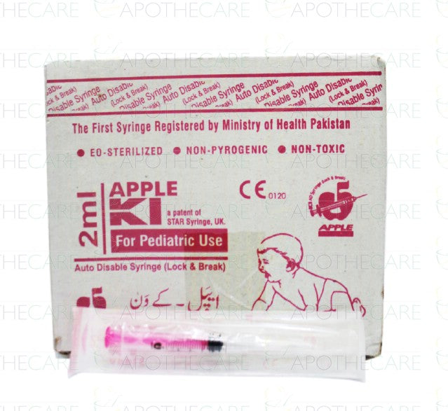Apple K1 Auto Destruct Paedriatic Syringe 2ml 100's